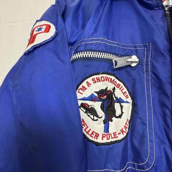 Vtg 70s 80s Polaris Men's Blue Snowmobile Suit One Piece Teller Pole-Katz - Picture 4 of 15